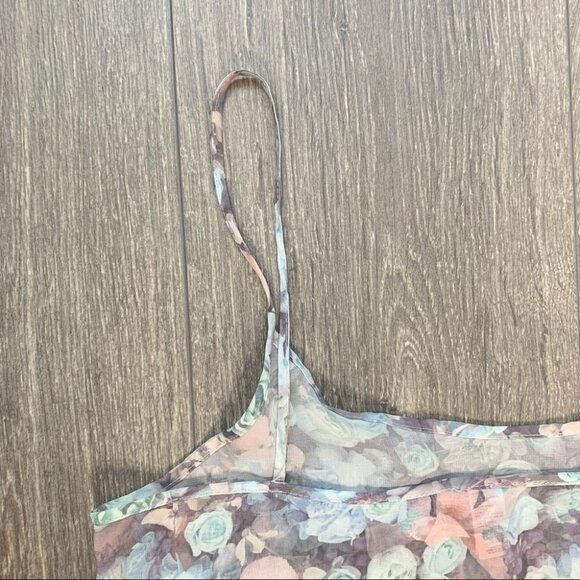 American Apparel Women's Floral Cami Tank Top blouse Sheer Chiffon Size XS - Picture 4 of 8